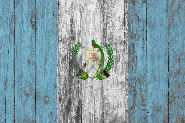 Флаг Гватемалы Раскрашен Изношенном Деревянном Фоне — стоковое фото