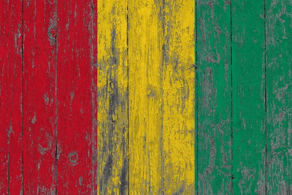 Bandera Guinea Pintada Sobre Fondo Textura Madera Desgastada — Foto de Stock