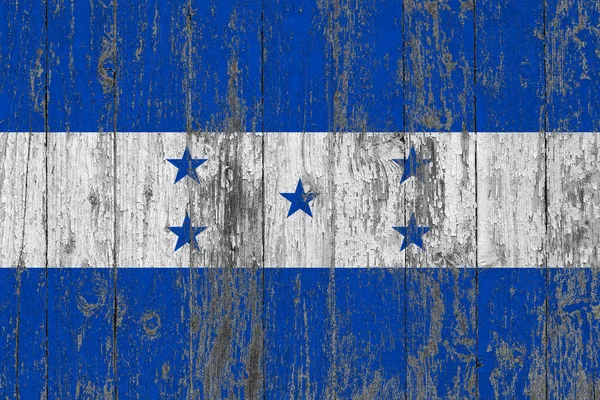 Bandera Honduras Pintada Sobre Fondo Textura Madera Desgastada — Foto de Stock