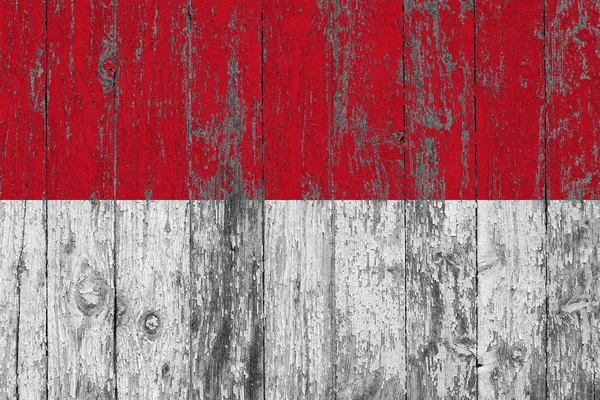 Bandera Indonesia Pintada Sobre Fondo Textura Madera Desgastada —  Fotos de Stock