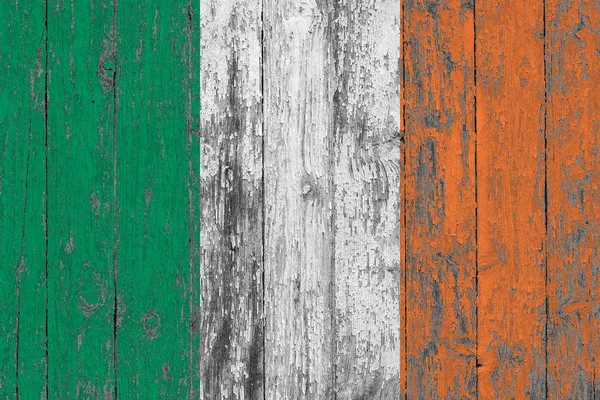 Bandera Irlanda Pintada Sobre Fondo Textura Madera Desgastada —  Fotos de Stock
