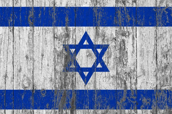 Bandera Israel Pintada Sobre Fondo Textura Madera Desgastada — Foto de Stock