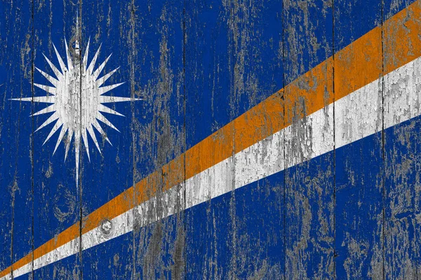 Flag Marshall Islands Painted Worn Out Wooden Texture Background — Stock Photo, Image