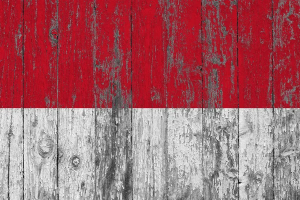 Monaco Flagga Målad Slitna Trä Textur Bakgrund — Stockfoto