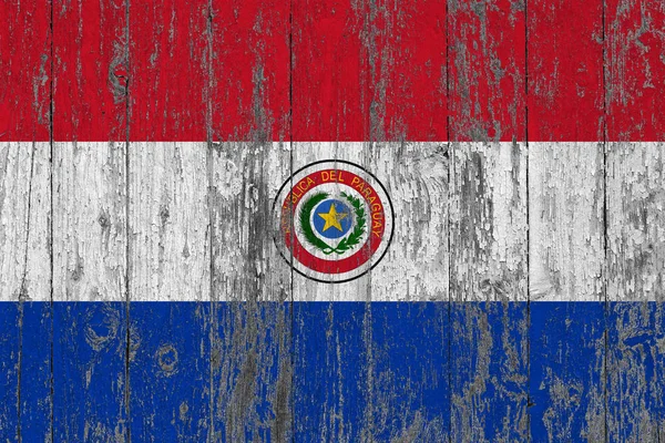 Bandeira Paraguai Pintada Sobre Fundo Textura Madeira Desgastada — Fotografia de Stock