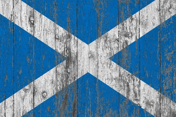 Bandera Escocia Pintada Sobre Fondo Textura Madera Desgastada — Foto de Stock
