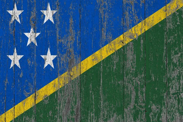 Flag Solomon Islands Painted Worn Out Wooden Texture Background — Stock Photo, Image