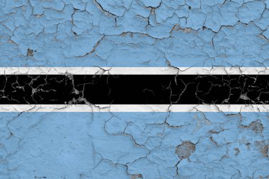 Botsvana Bayrağı kırık kirli duvara boyalı. Vintage tarzı yüzeyi Ulusal desen.