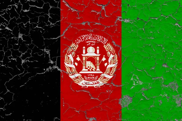 Bandera Afganistán Pintada Pared Sucia Agrietada Patrón Nacional Superficie Estilo — Foto de Stock