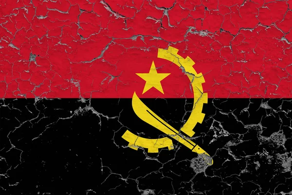 Flaga Angoli Malowane Popękane Ściany Brudne Krajowych Wzór Powierzchni Styl — Zdjęcie stockowe