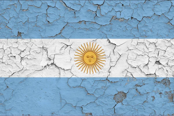 Bandeira Argentina Pintada Parede Suja Rachada Padrão Nacional Superfície Estilo — Fotografia de Stock