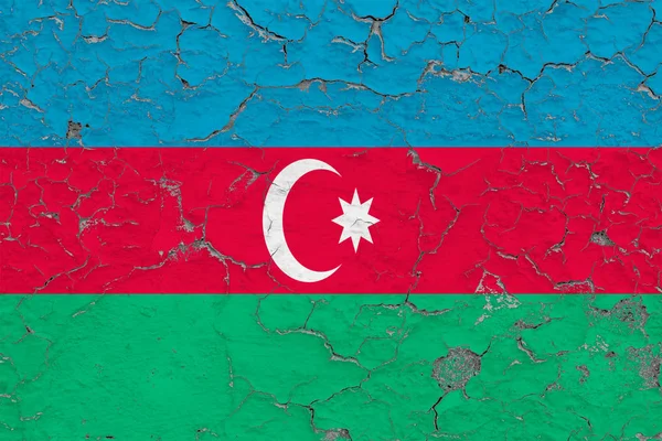 Bandera Azerbaiyán Pintada Pared Sucia Agrietada Patrón Nacional Superficie Estilo — Foto de Stock