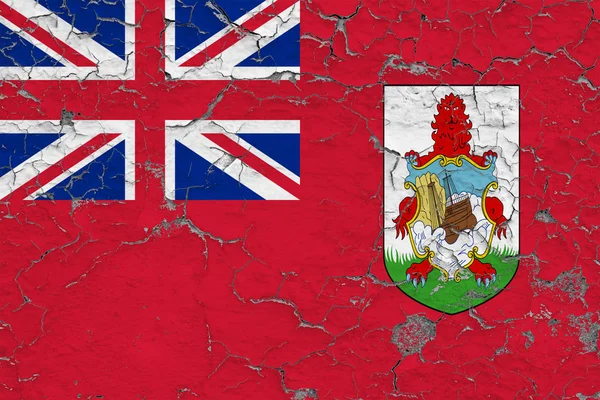 Vlag Van Bermuda Gebarsten Vuile Muur Geschilderd Nationale Patroon Oppervlakte — Stockfoto