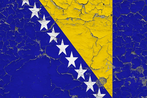 Flag Bosnia Herzegovina Painted Cracked Dirty Wall National Pattern Vintage — Stock Photo, Image