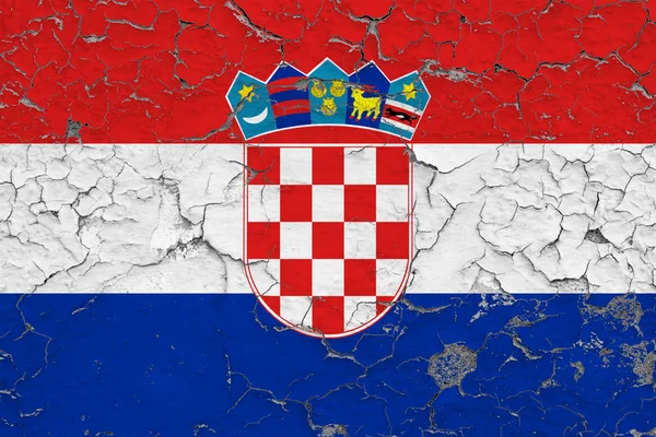 Bandera Croacia Pintada Pared Sucia Agrietada Patrón Nacional Superficie Estilo — Foto de Stock