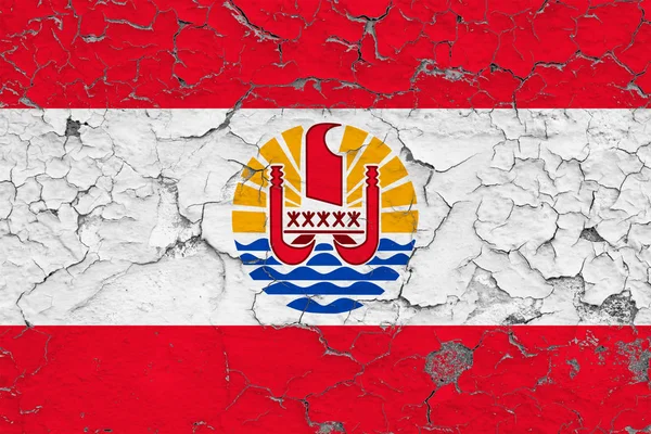 Flag French Polynesia Painted Cracked Dirty Wall National Pattern Vintage — Stock Photo, Image