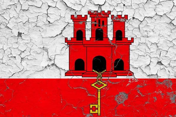 Flagge Von Gibraltar Auf Rissige Schmutzige Wand Gemalt Nationales Muster — Stockfoto