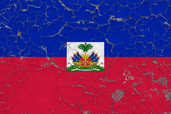 Σημαία Της Αϊτής Ζωγραφισμένα Στο Ραγισμένο Βρώμικο Τοίχο Εθνικό Σχέδιο — Φωτογραφία Αρχείου