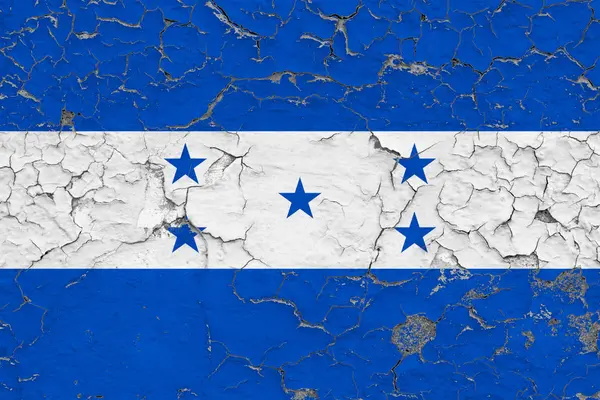 Honduras Flagga Målad Spruckna Smutsiga Vägg Nationella Mönster Vintage Stil — Stockfoto