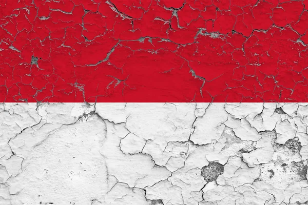 Flagge Indonesiens Auf Rissige Schmutzige Wand Gemalt Nationales Muster Auf — Stockfoto