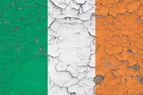 Bandera Irlanda Pintada Pared Sucia Agrietada Patrón Nacional Superficie Estilo —  Fotos de Stock
