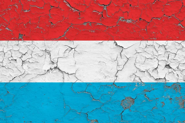 Flaga Luksemburga Malowane Popękane Ściany Brudne Krajowych Wzór Powierzchni Styl — Zdjęcie stockowe