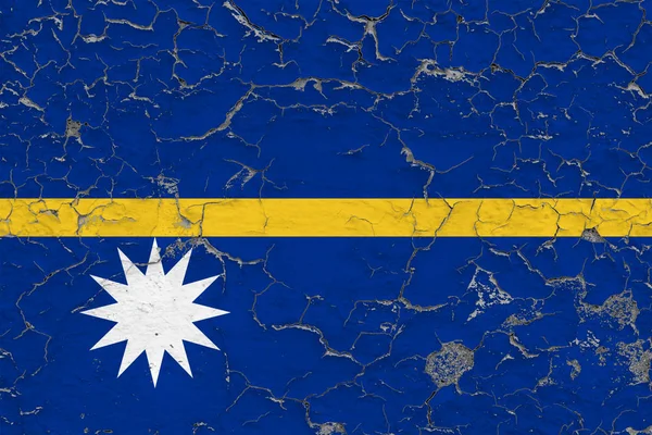 Flag Nauru Painted Cracked Dirty Wall National Pattern Vintage Style — Stock Photo, Image