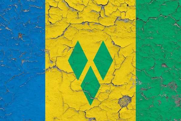 Flag Saint Vincent Grenadines Painted Cracked Dirty Wall National Pattern — Stock Photo, Image