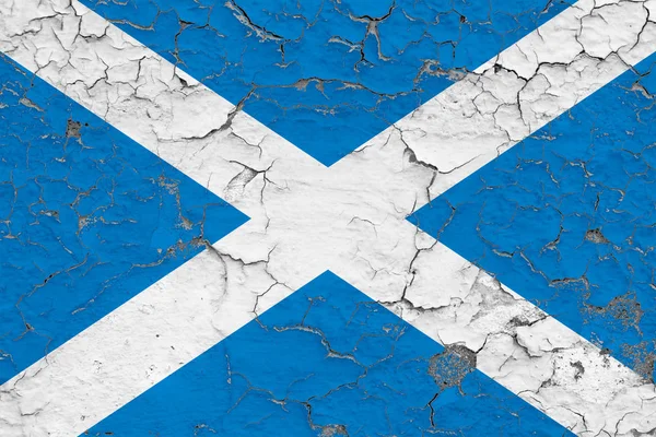 Bandera Escocia Pintada Pared Sucia Agrietada Patrón Nacional Superficie Estilo — Foto de Stock