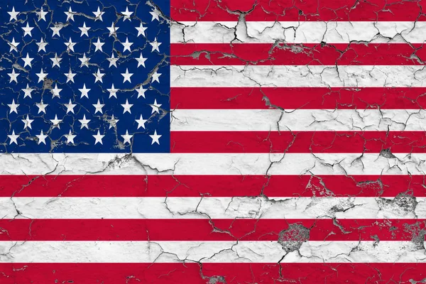 Σημαία Των Ηνωμένων Πολιτειών Ζωγραφισμένα Στο Ραγισμένο Βρώμικο Τοίχο Εθνικό — Φωτογραφία Αρχείου