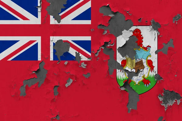 Cerrar Grumosa Dañada Resistida Bandera Las Bermudas Pared Pelando Pintura —  Fotos de Stock