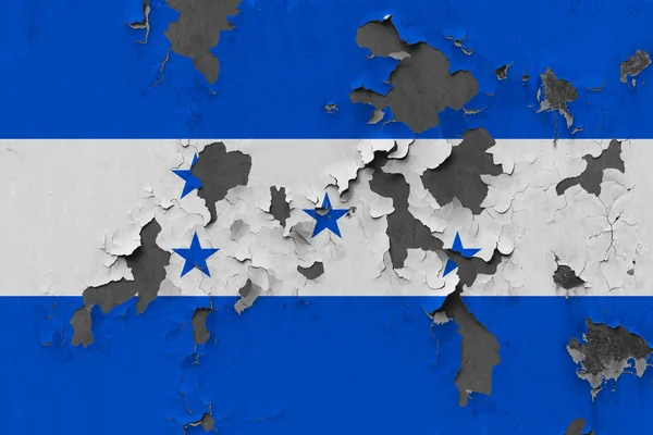 Close Van Grungy Beschadigde Verweerde Honduras Vlag Muur Peeling Uit — Stockfoto