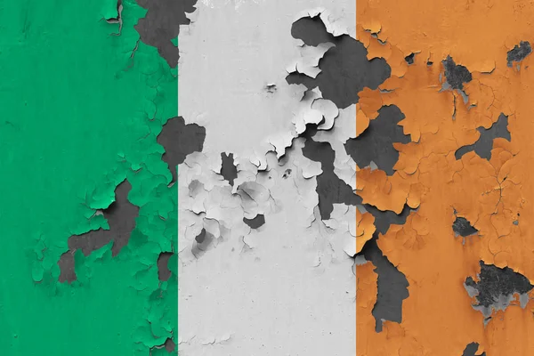 Cerrar Grumosa Dañada Resistida Bandera Irlanda Pared Pelando Pintura Para —  Fotos de Stock