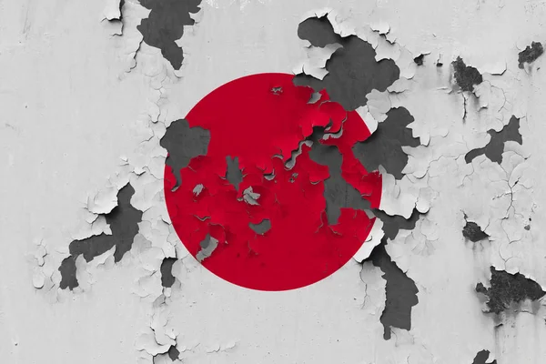 Close Van Grungy Beschadigde Verweerde Japanse Vlag Muur Peeling Uit — Stockfoto