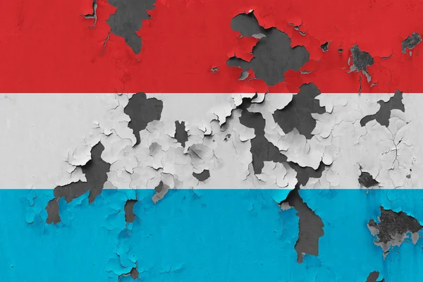 Flaga Luksemburga Nieczysty Uszkodzone Wyblakły Ścianie Oderwanie Farby Aby Zobaczyć — Zdjęcie stockowe