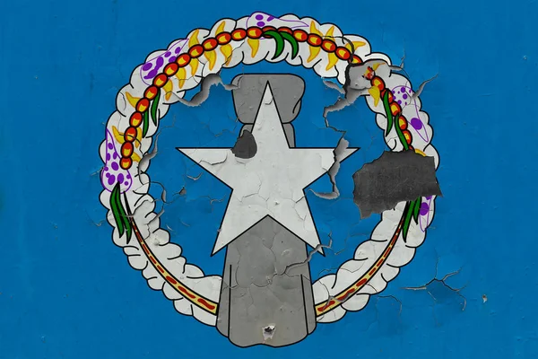 Cerca Gruñón Dañado Resistido Bandera Las Islas Marianas Del Norte — Foto de Stock