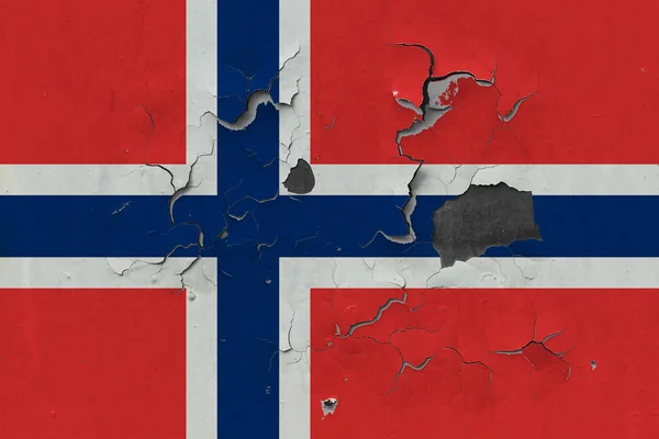 Cerrar Grumosa Dañada Resistida Bandera Noruega Pared Pelando Pintura Para — Foto de Stock