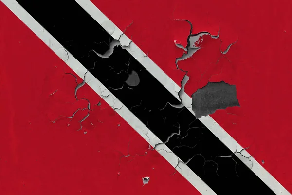 Fechar Acima Bandeira Grungy Danificada Weathered Trinidad Tobago Parede Que — Fotografia de Stock