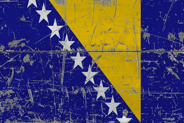 Grunge Bandera Bosnia Herzegovina Antigua Superficie Madera Rayada Fondo Nacional — Foto de Stock