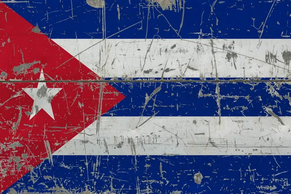 Grunge Cuba Flag Old Scratched Wooden Surface National Vintage Background — Stock Photo, Image