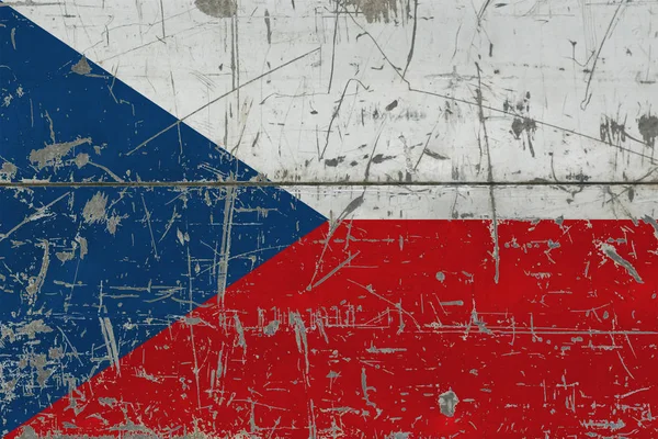 古い傷木製表面にグランジ チェコ共和国旗 国立のビンテージ背景 — ストック写真