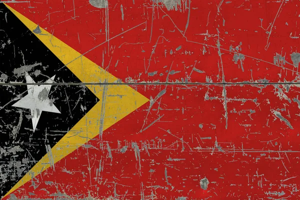 Grunge East Timor Flag Old Scratched Wooden Surface National Vintage — Stock Photo, Image
