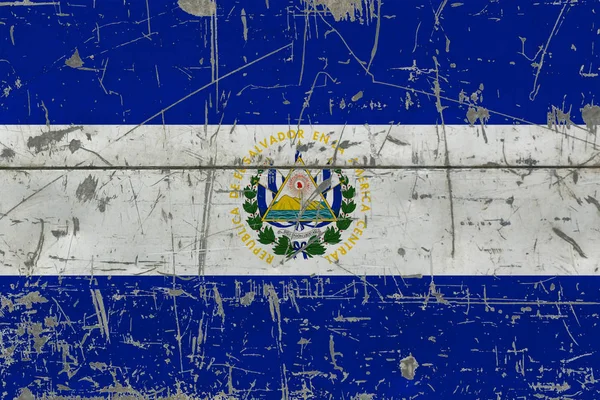 Прапор Сальвадору Гранж Старому Почухав Деревної Поверхні Національний Vintage Фону — стокове фото