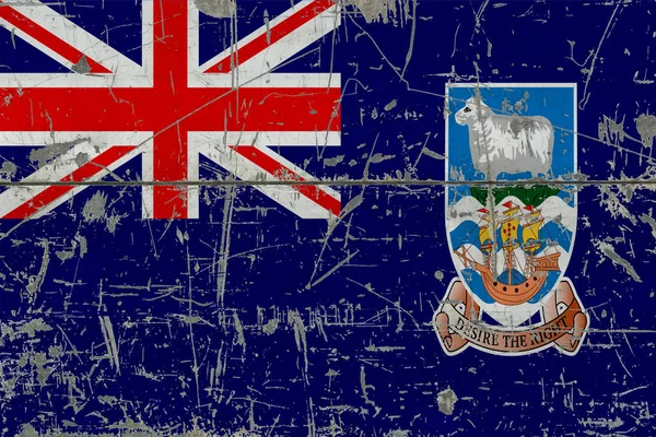 グランジ フォークランド諸島の旗の古い木製の表面に傷 国立のビンテージ背景 — ストック写真