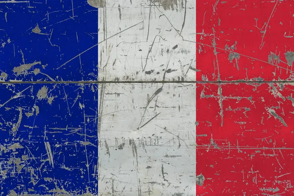 古い傷木製表面にグランジのフランスの国旗 国立のビンテージ背景 — ストック写真