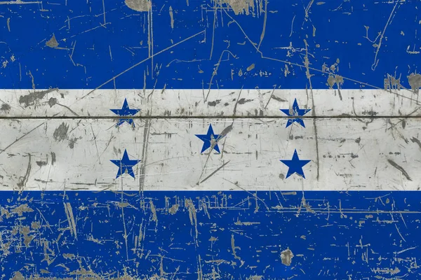 Grunge Honduras Flagga Gamla Repad Yta Trä Nationella Vintage Bakgrund — Stockfoto