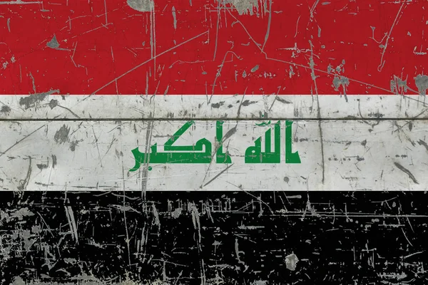 Grunge Iraq Flag Auf Alter Zerkratzter Holzoberfläche Nationaler Jahrgang — Stockfoto