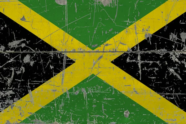 Flaga Jamajka Grunge Stary Porysowanych Powierzchni Drewnianych Krajowych Tło Vintage — Zdjęcie stockowe