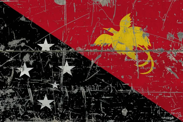 Grunge Pápua Guinea Zászlaja Régi Karcos Felülettel Nemzeti Vintage Háttér — Stock Fotó