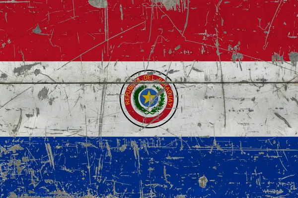 Grunge Paraguay Flag Old Scratched Wooden Surface National Vintage Background — Stock Photo, Image